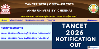 TANCET 2026 Notification Out; Exam on May 9, Registration Begins March 16